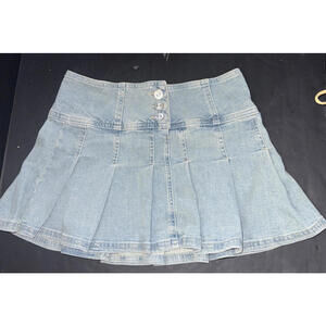 BDG Urban Outfitter Denim Pleated School Girl Jean Mini Skirt 3 Button Front M